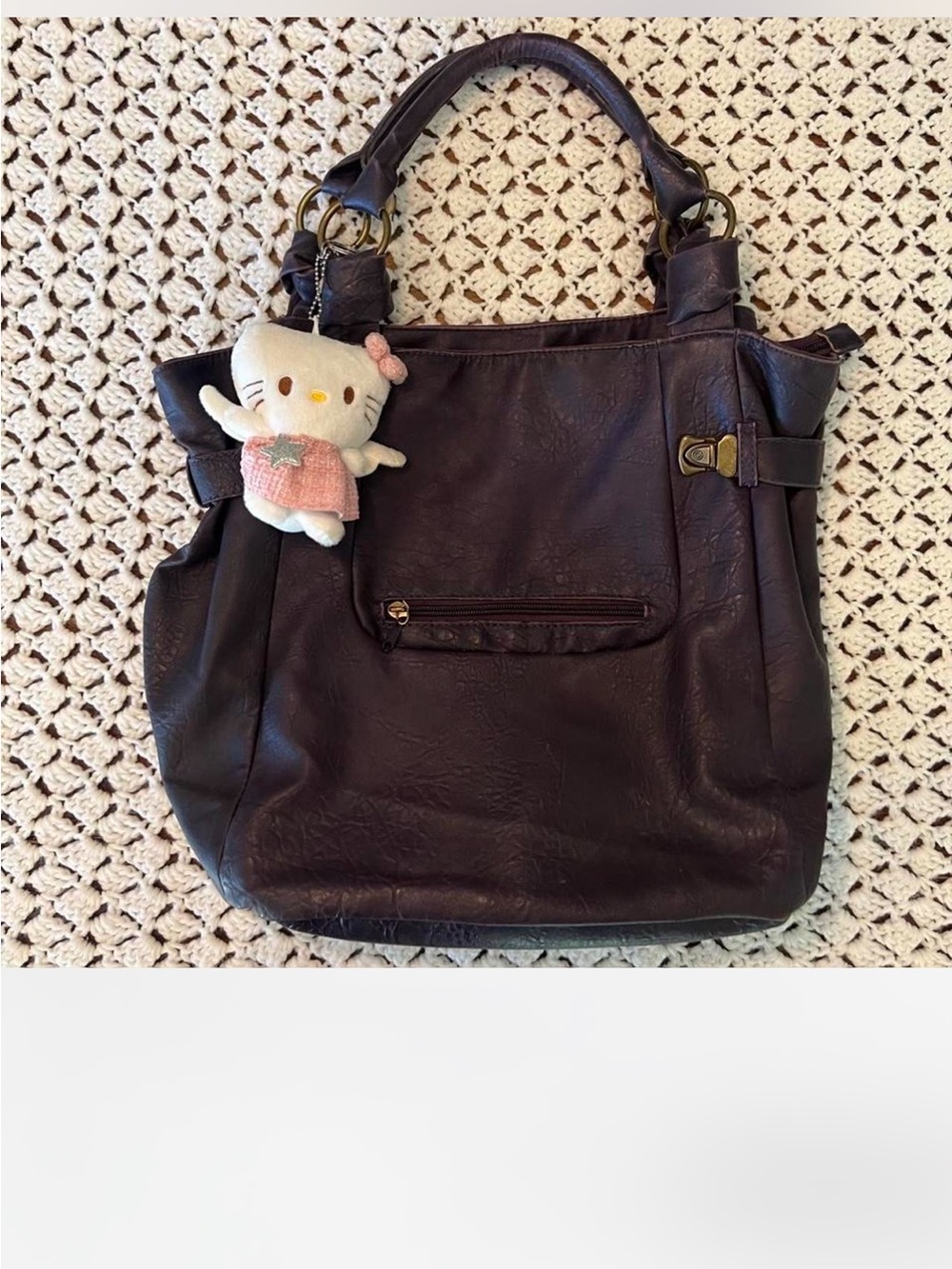Classic Women's Leather Tote Bag - Dark Brown